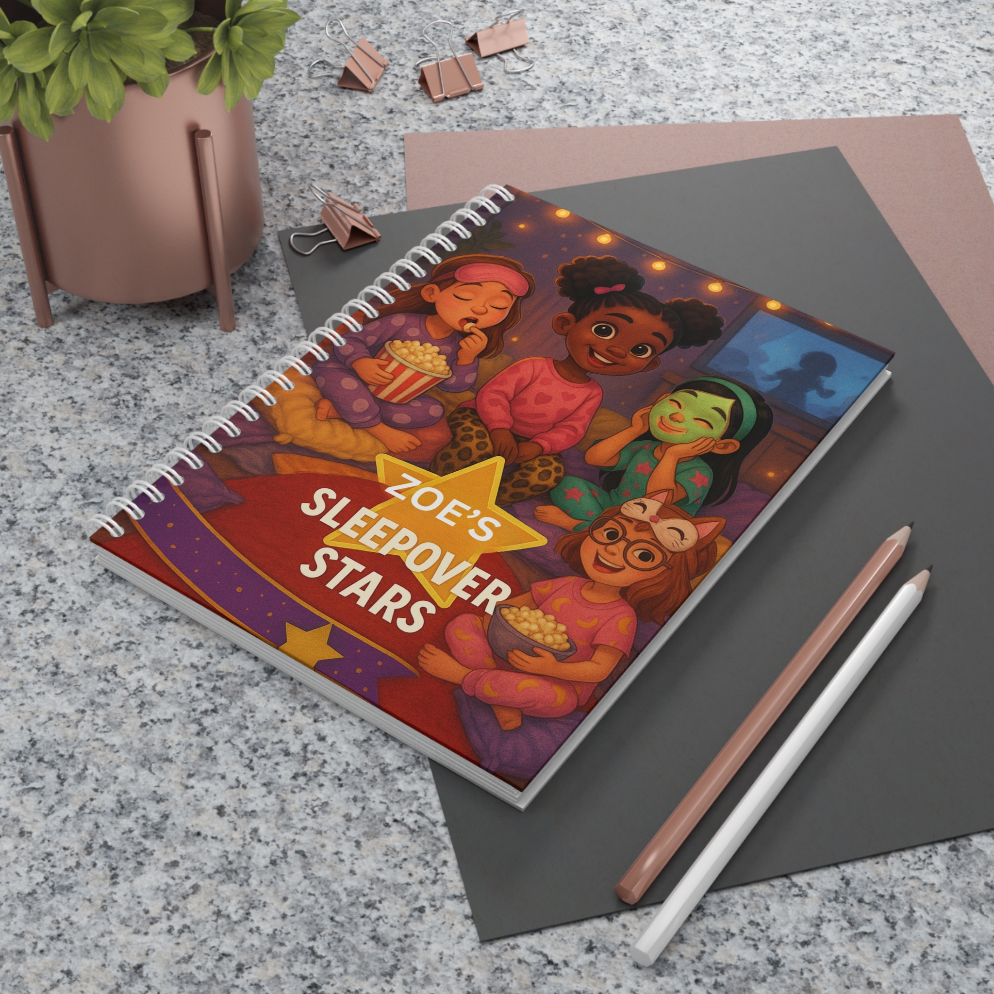 Personalized Spiral Notebook for Kids, Sleepover Stars Journal, Cute Gift, Back to School Supplies, Kids Party Favors, Custom Notepad - Image 6