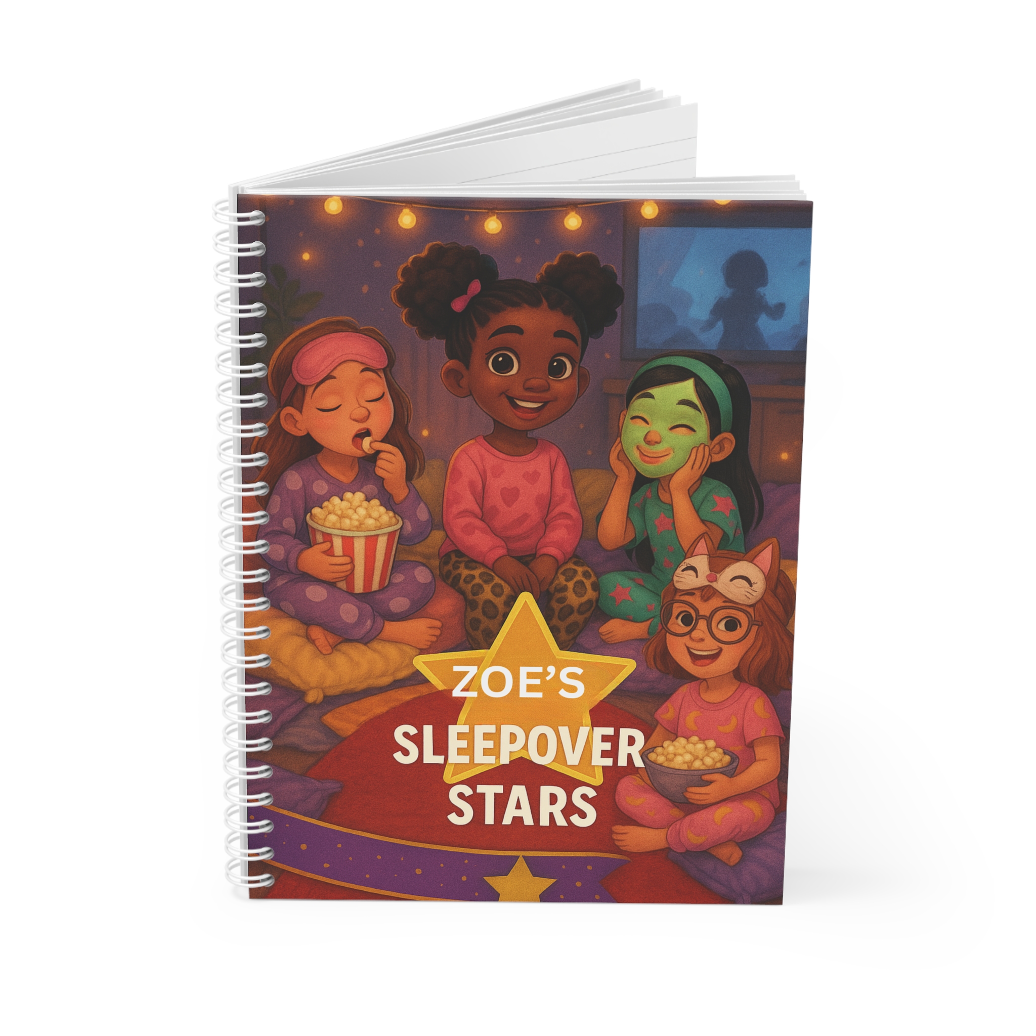 Personalized Spiral Notebook for Kids, Sleepover Stars Journal, Cute Gift, Back to School Supplies, Kids Party Favors, Custom Notepad - Image 3